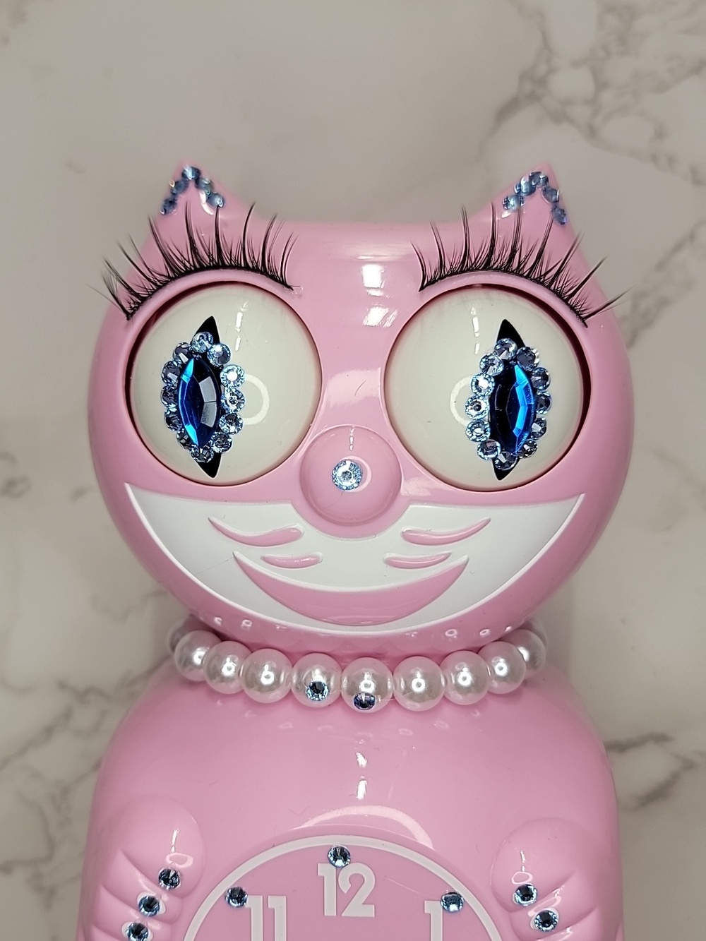 Jeweled Pink Satin Lady Kit-Cat Klock clock SUPER RARE